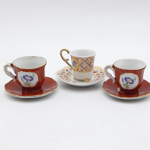 3 Miniature Tea Cups and Saucers -By T. Limonges - Picture 3 of 11
